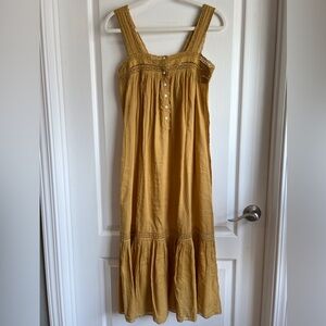 Doen Seville Nightgown Dress Sleeveless Boho Midi Wheat Yellow Gold Sz XS